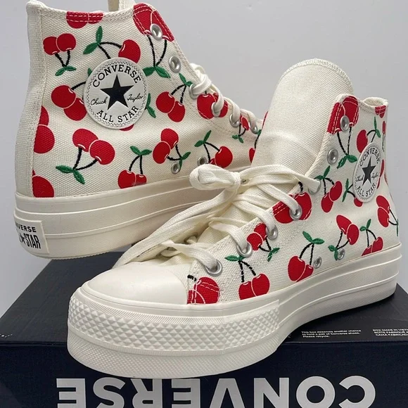 Converse WMNS CTAS LIFT HI
EGRET/RED/GREEN Cherry A08096C Platforms Sneakers - Picture 9 of 16
